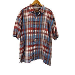 Enyce Clothing Company Mens Button Down Plaid Shirt Short Sleeve Size 3XL Blue/R